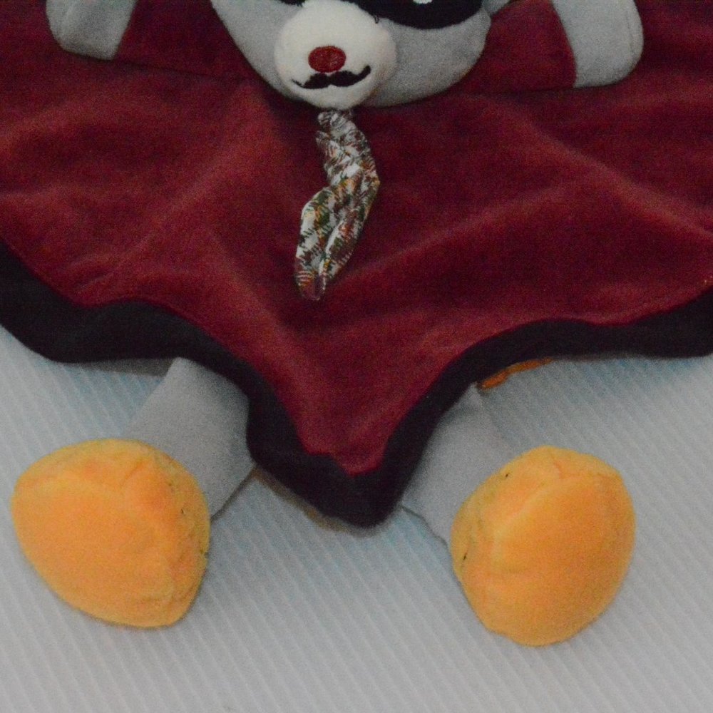 Baby Starters Mustache Bandit Raccoon Lovey Plush Security Blanket Rattle Toy - Picture 3 of 6